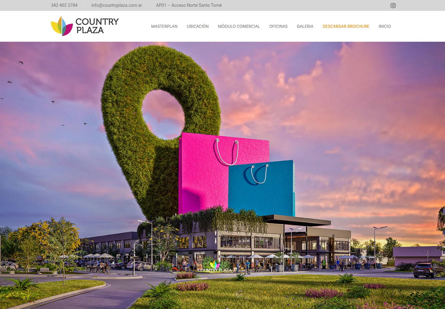 Vista real de la web de Country Plaza